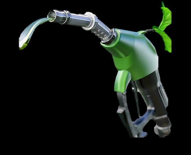 Biofuel pump nozzle with a green leaf