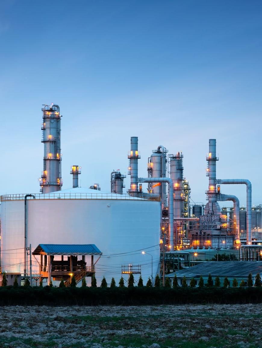 Oil refinery at dusk